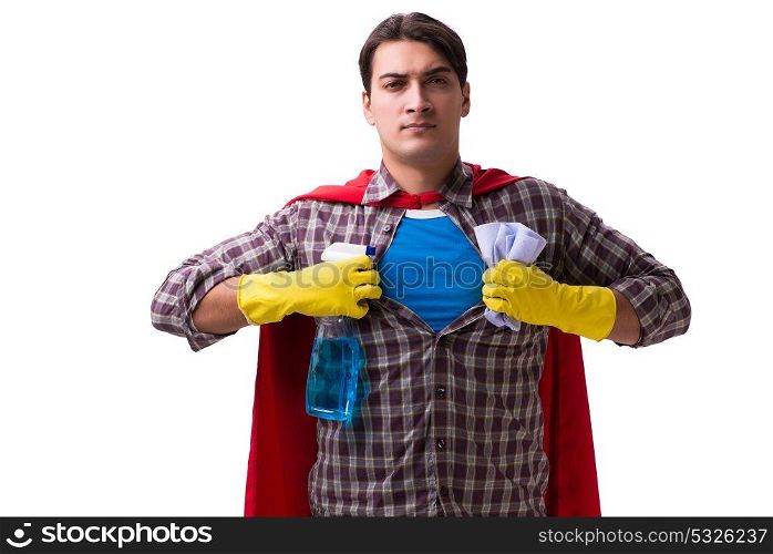 Super hero cleaner isolated on white