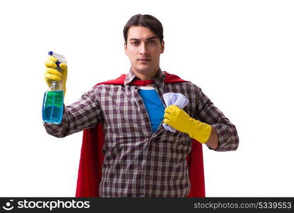 Super hero cleaner isolated on white