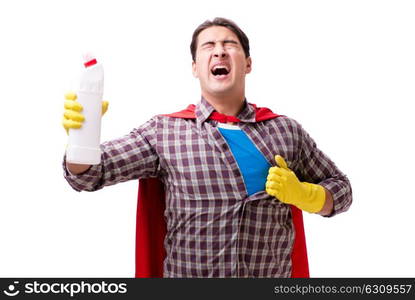 Super hero cleaner isolated on white