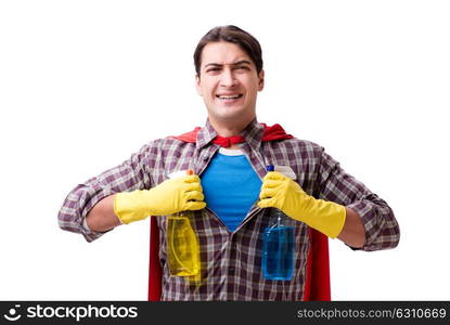 Super hero cleaner isolated on white