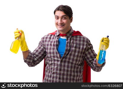 Super hero cleaner isolated on white