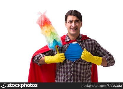 Super hero cleaner isolated on white