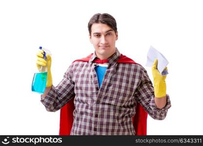 Super hero cleaner isolated on white