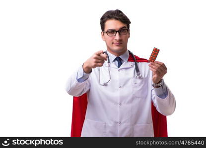 Super hero doctor isolated on white