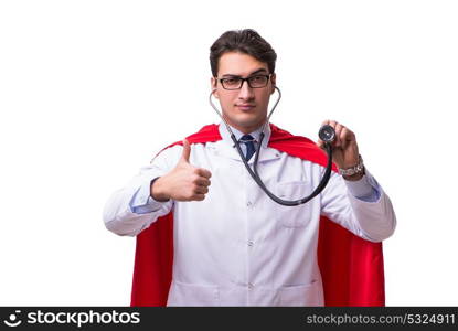 Super hero doctor isolated on white