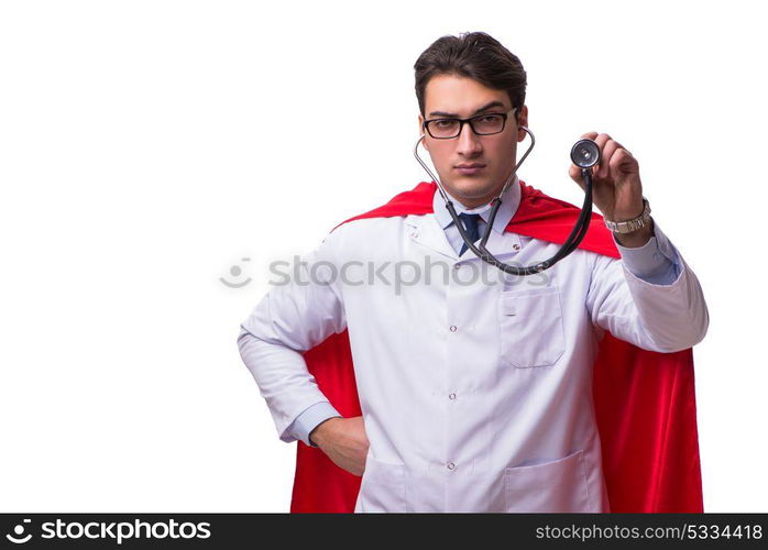 Super hero doctor isolated on white