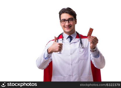 Super hero doctor isolated on white