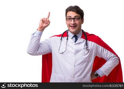 Super hero doctor isolated on white