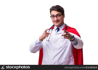 Super hero doctor isolated on white