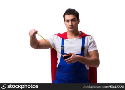 Super hero repairman isolated on the white