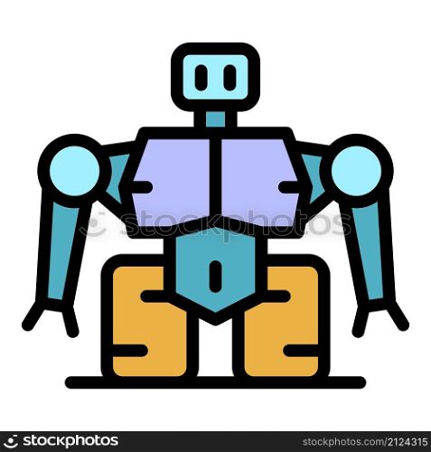 Super robot icon. Outline super robot vector icon color flat isolated. Super robot icon color outline vector