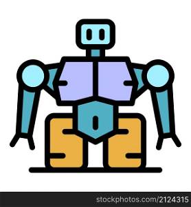 Super robot icon. Outline super robot vector icon color flat isolated. Super robot icon color outline vector