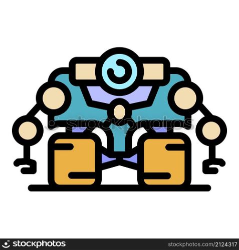 Super space robot icon. Outline super space robot vector icon color flat isolated. Super space robot icon color outline vector