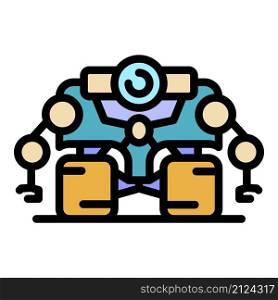 Super space robot icon. Outline super space robot vector icon color flat isolated. Super space robot icon color outline vector