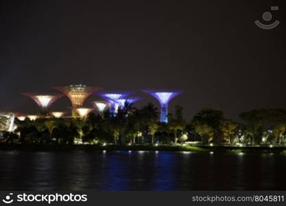 Super tree in Singapore. Supertree at twilight landmark travel in city.