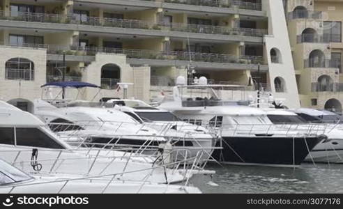 Super yachts moored at Portomaso Marina in St Julian, Malta