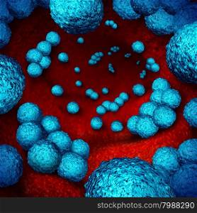 Superbug bacteria or MRSA medical healthcare concept and antimicrobial resistance health risk symbol as a three dimensional illustration of bacterium infection inside the human body as an icon of multidrug resistant microscopic organisms.