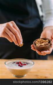 Superfoods - Making oatmeal with Oats, Soy Milk and Nuts