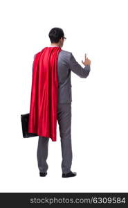 Superhero businessman isolated on white background