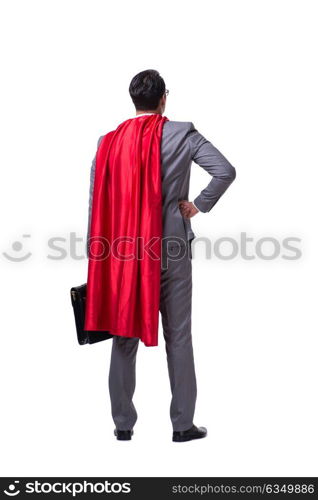 Superhero businessman isolated on white background