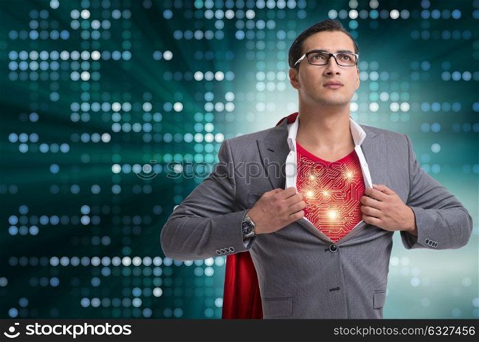 Superhero preparing himself for great things
