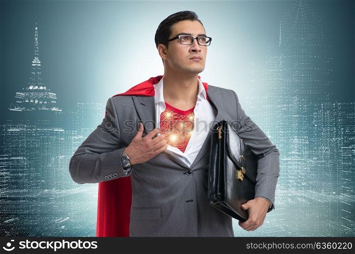 Superhero preparing to save the city