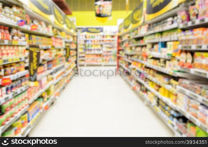 Supermarket blur background. Lifestyle shopping concept
