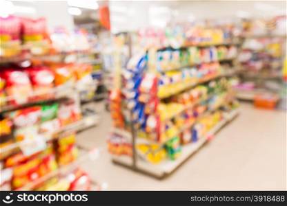Supermarket store with blur bokeh background