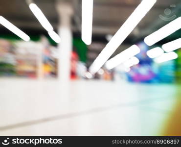 Supermarket with blurred background and bokeh effect