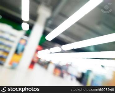 Supermarket with blurred background and bokeh effect