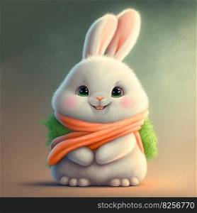 Supper cute bunny with big eyes and minimal background AI generated