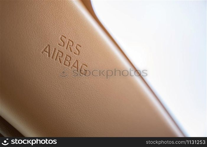 Supplemental Restraint System (SRS) Airbag sign. Safetu first concept.