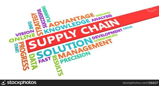 Supply chain Word Cloud Concept Isolated on White. Supply chain Word Cloud