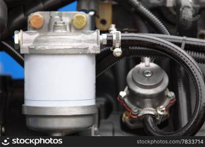 supply system for diesel fuel, clean motor block, diesel engine detail