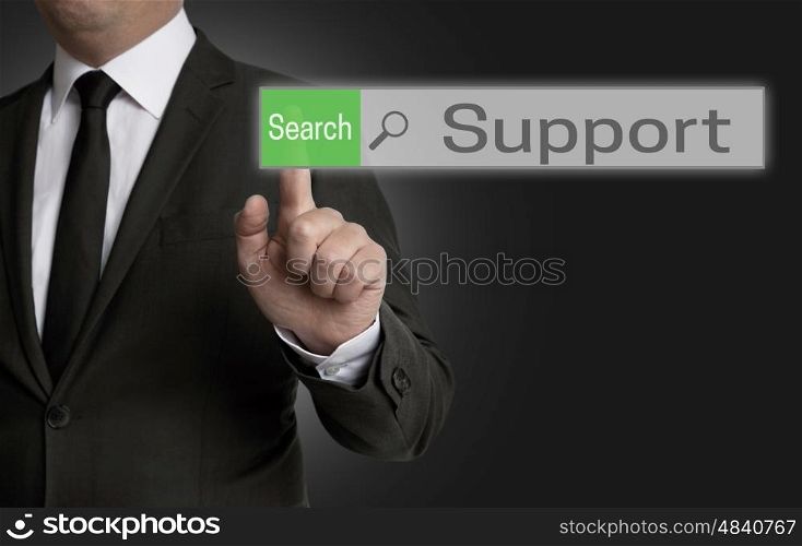 Support browser is operated by businessman concept. Support browser is operated by businessman concept.