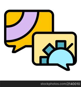 Support chat icon. Outline support chat vector icon color flat isolated. Support chat icon color outline vector