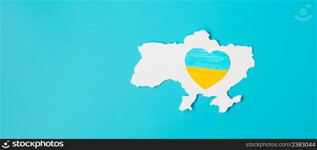 Support for Ukraine in the war with Russia, symbol of Heart with flag of Ukraine. Pray, No war, stop war and  stand with Ukraine 