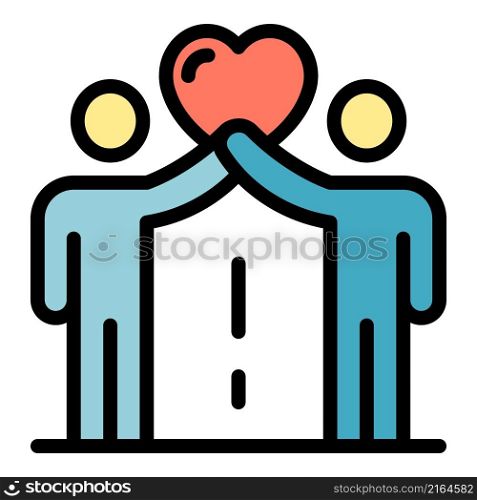 Support friendship icon. Outline support friendship vector icon color flat isolated. Support friendship icon color outline vector