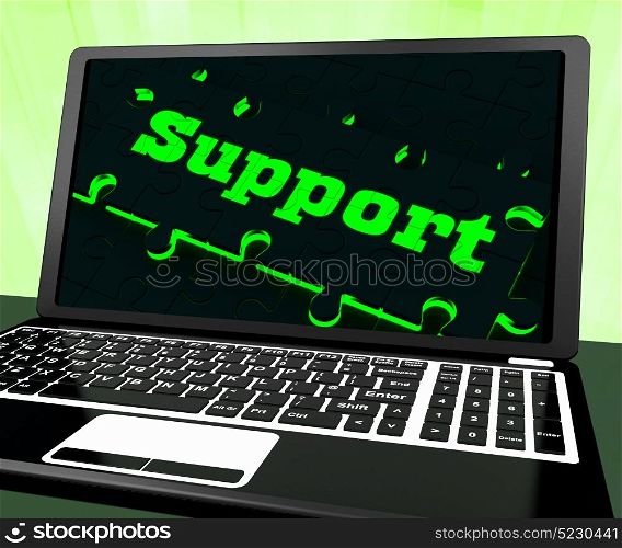 . Support On Laptop Shows Online Support And Customer Service