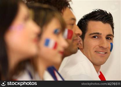 Supporters of French team lined up