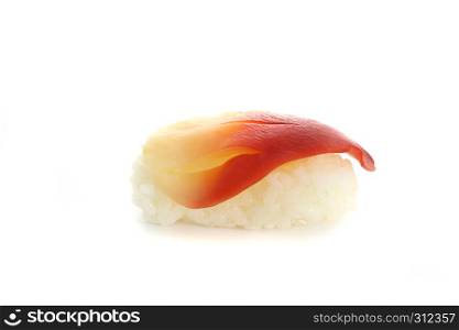 Surf clam sushi isolated in white background
