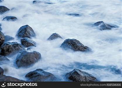 surf of the atalantic ocean in long time exposure