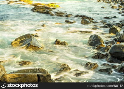 surf of the atlantic ocean in long time exposure