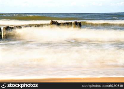 surf of the Baltic sea in long time exposure