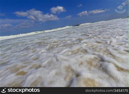 Surf waves on the beach, Atlantic Ocean.
