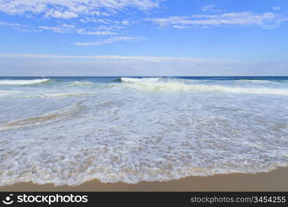 Surf waves on the beach, Atlantic Ocean.