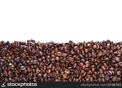 surface from roasted coffee beans close up on white background