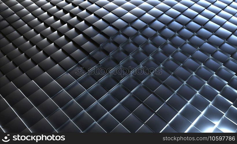 Surface silver cubes. Computer generated 3d render. Surface silver cubes