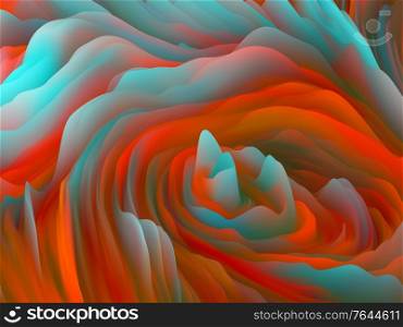 Surface Twist. Dimensional Wave series. Composition of Swirling Color Texture. 3D Rendering of random turbulence as a metaphor for art, creativity and design