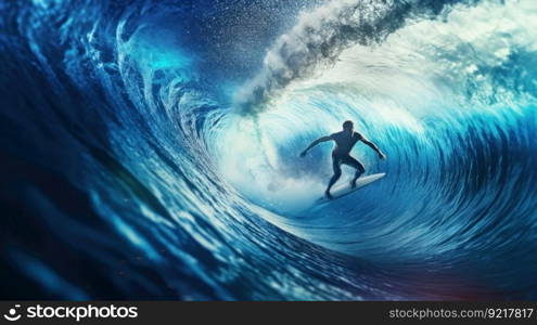 Surfer in ocean. Illustration Generative AI
